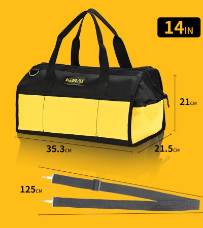 KEELAT 14/16/20 Inch Oxford Cloth Multi-function Power Tool Bag Storage Tool Bag Waterproof Large Capacity with Adjustable Shoulder Strap