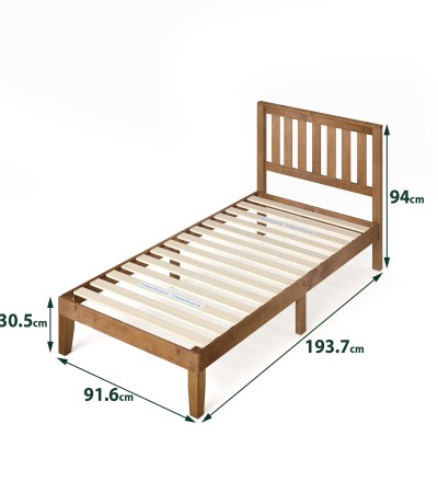 Zinus Wood Platform Bed (Rustic Pine Finish)- Single, Super Single, Queen